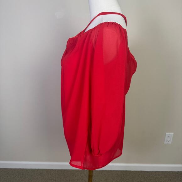 Vemvan Spaghetti Halter Off The Shoulder Red Lightweight Top US Womens M - Picture 4 of 9